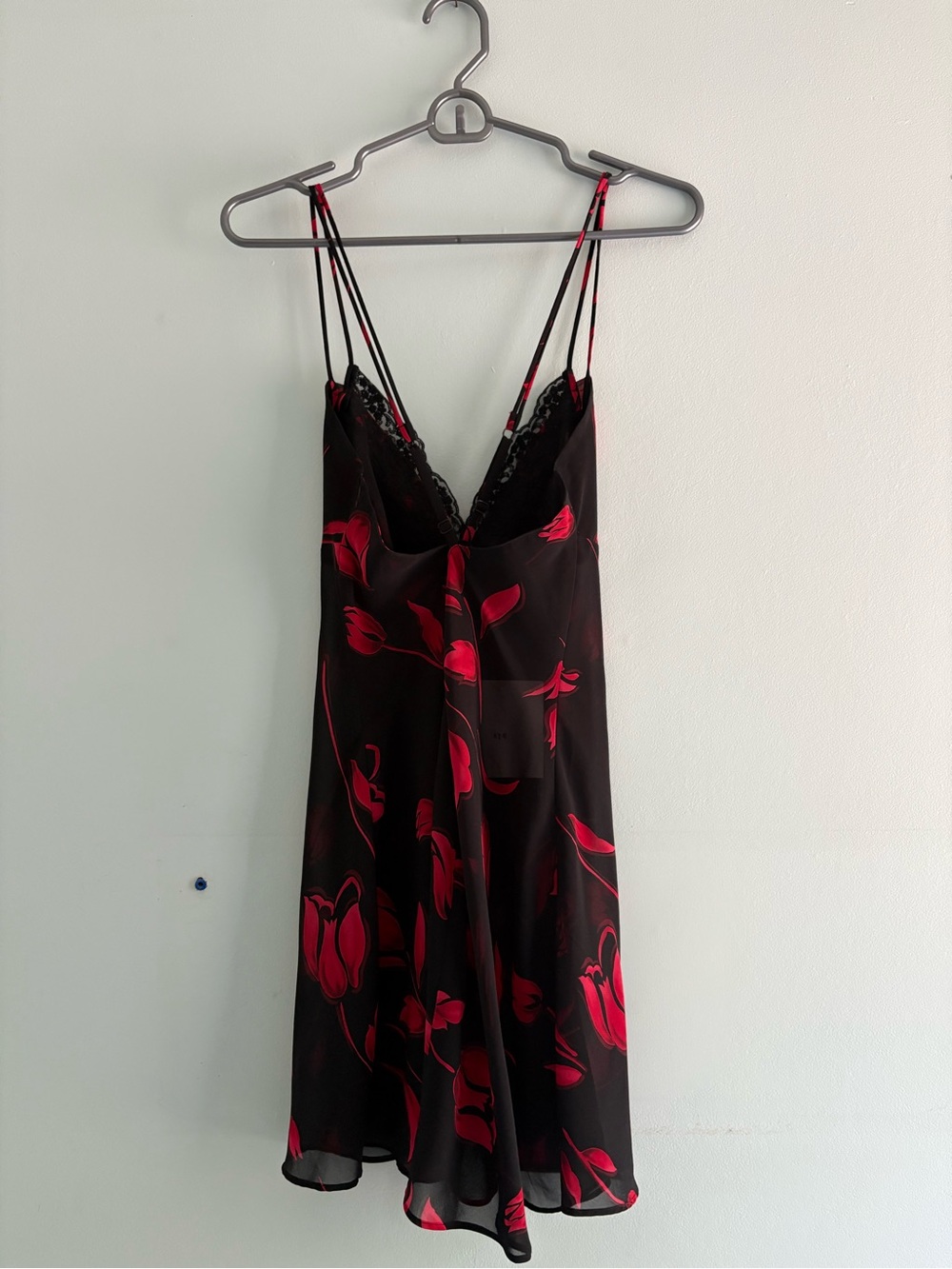 Black & Red Floral Satin Slip Dress - Women Intimates